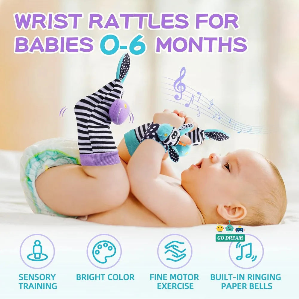 Baby Wrist Rattle & Foot Finder Socks Toy Set – The Perfect Early Development Partner!