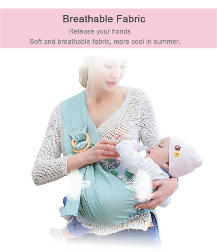 Baby Wrap Newborn Sling Dual Use Infant Nursing Cover Carrier Mesh Fabric Breastfeeding Carriers Up To 130 Lbs (0-36M)