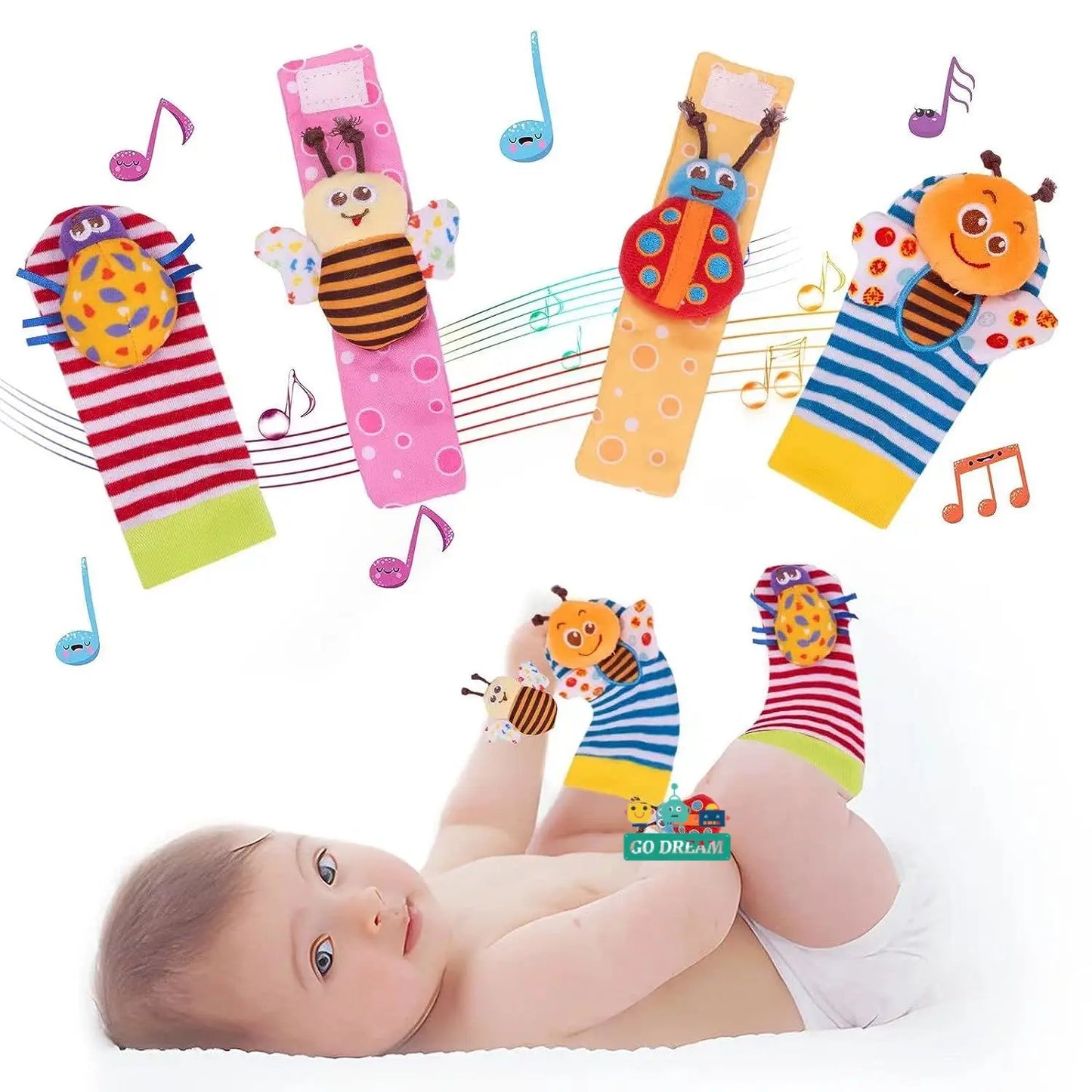 Baby Wrist Rattle & Foot Finder Socks Toy Set – The Perfect Early Development Partner!