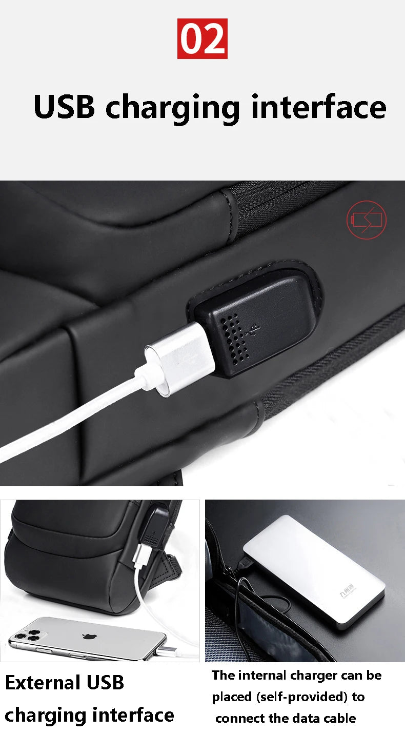 Men's Multifunction Anti-theft USB Shoulder Bag Man Crossbody Cross Body Travel Sling Chest Bags Pack Messenger Pack for Male