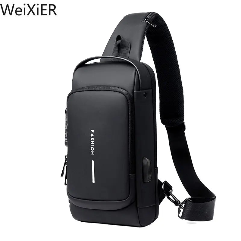 Men's Multifunction Anti-theft USB Shoulder Bag Man Crossbody Cross Body Travel Sling Chest Bags Pack Messenger Pack for Male