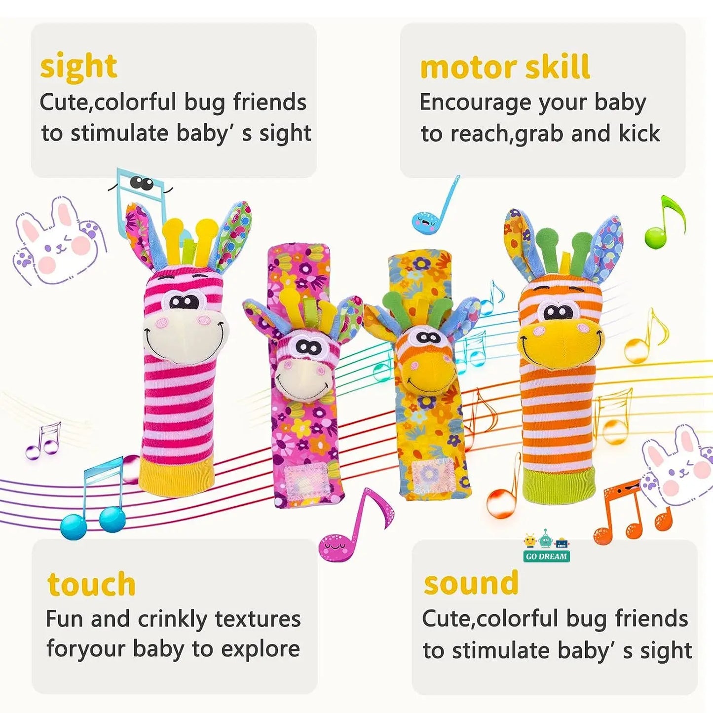 Baby Wrist Rattle & Foot Finder Socks Toy Set – The Perfect Early Development Partner!