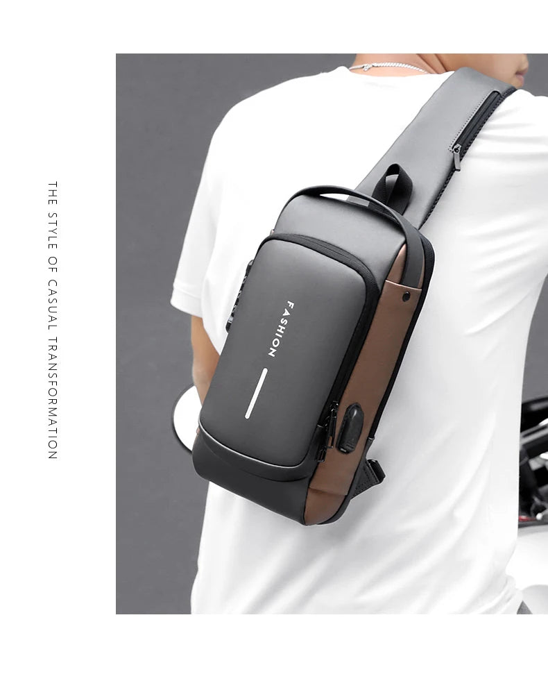 Men's Multifunction Anti-theft USB Shoulder Bag Man Crossbody Cross Body Travel Sling Chest Bags Pack Messenger Pack for Male