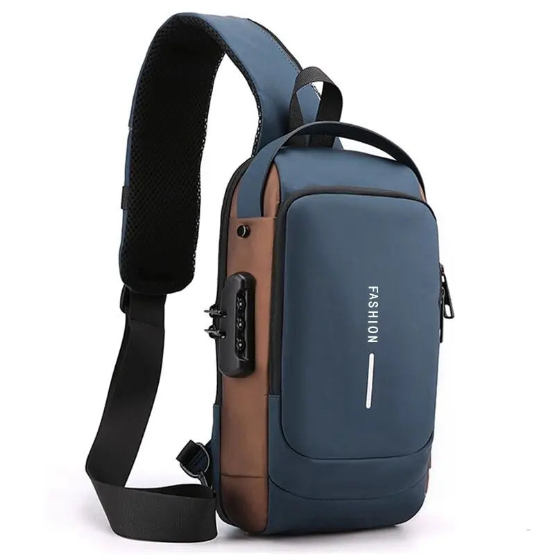 Men's Multifunction Anti-theft USB Shoulder Bag Man Crossbody Cross Body Travel Sling Chest Bags Pack Messenger Pack for Male