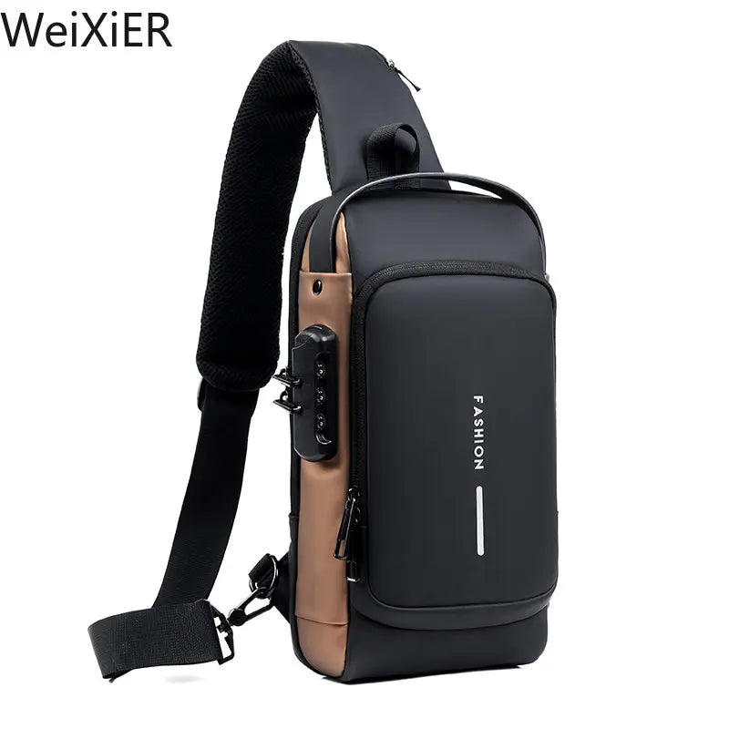 Men's Multifunction Anti-theft USB Shoulder Bag Man Crossbody Cross Body Travel Sling Chest Bags Pack Messenger Pack for Male